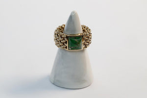 Aura - Yellow Gold Ring with Green Stone