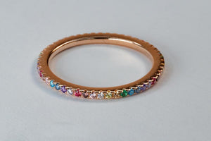 Stack Rings Rainbow Zirconia in Rose Gold